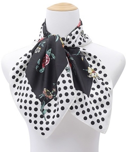 Flower And Polka Dots Scarf SF320176 BLACK